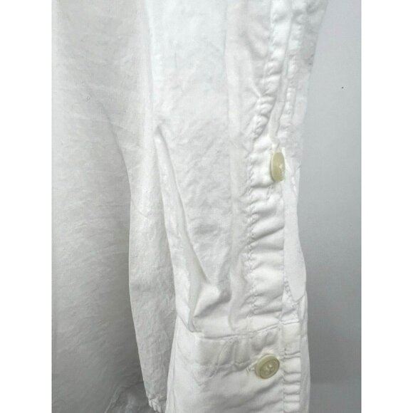 J Crew Women's Blouse Size Medium White Pullover 100% Cotton Roll Tab Sleeves - Picture 5 of 9